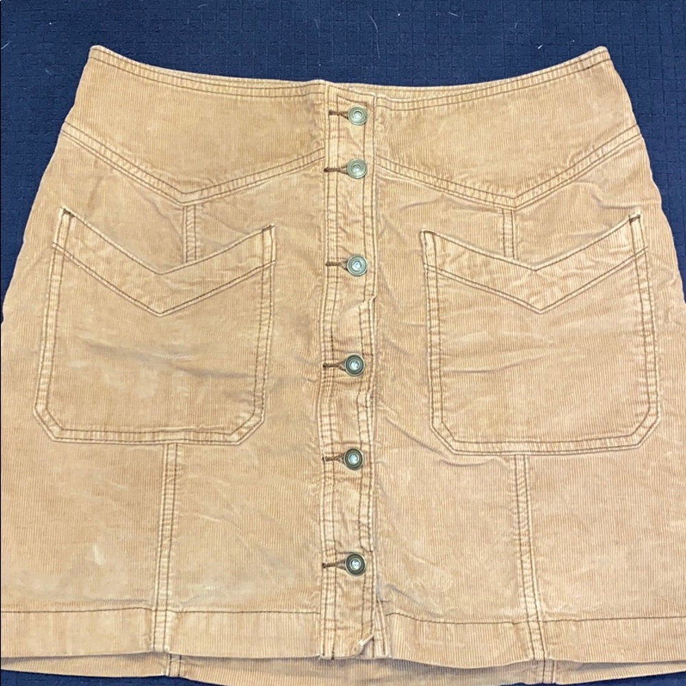 Free People Tan Corduroy Skirt